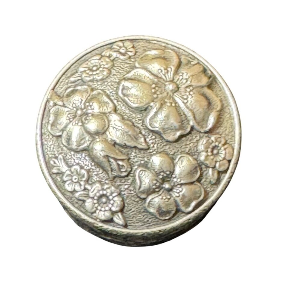 Heritage Pewter Floral Round Trinket Box With Lid Decorative Keepsake Box Blue - Picture 2 of 6